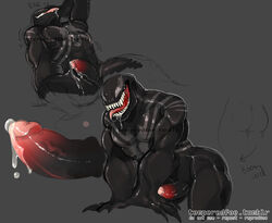 1boy abs anthro ass balls bent_over biceps big_ass big_butt big_muscles big_penis circumcised erection hi_res humanoid humanoid_penis male male_only marvel marvel_comics muscles muscular muscular_male nude open_mouth pecs penis precum presenting simple_background sketch smile solo spider-man_(series) symbiote teeth temperedfoe thick_thighs tongue venom venom_(marvel) video_games watermark