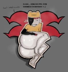 big_ass dialogue ena_(dream_bbq) ena_(series) fenceprodart huge_ass looking_away musk musky partially_clothed sweat sweatdrop sweating sweaty sweaty_ass sweaty_body taski_maiden_(ena)