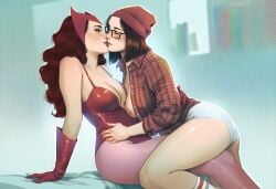 2girls ai_generated ass big_ass big_breasts breasts chest curvaceous curvy curvy_figure darcy_lewis digital_media_(artwork) female female_only hips hourglass_figure huge_ass huge_breasts large_ass large_breasts legs light-skinned_female light_skin marvel marvel_cinematic_universe marvel_comics mature mature_female phophopho scarlet_witch scarlet_witch_(series) slim_waist sorceress thick thick_hips thick_legs thick_thighs thighs thor_(series) voluptuous waist wanda_maximoff wandavision wide_hips witch x-men yuri