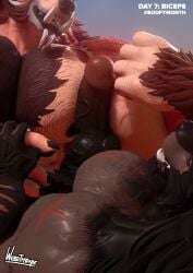 2026 3d_(artwork) 3d_animation animated anthro areola arm_scar arm_tuft artist_name black_areola black_body black_fur black_nipples black_nose black_pawpads black_penis body_hair brown_body brown_fur brown_hair canid canine cheek_scar chest_hair chest_scar chest_tuft claws digital_media_(artwork) duo english_text facial_hair facial_scar finger_claws five_o'clock_shadow flexing flexing_bicep fur genitals goatee grey_hair hair hi_res knot knotted_penis kouya_wulfhardt male male/male mammal muscular muscular_anthro muscular_male mythological_canine mythological_creature mythology nipples no_sound nude pawpads penis pubes scar sharp_teeth short_playtime tagme teeth text tuft tusks vein veiny_penis video werecanid werecanine werecreature werethrope werethrope_laporte werewolf x_scar