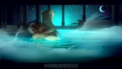 bath bathhouse bathing cowgirl_position dungeons_and_dragons female human male moon outdoors sex starry_background starry_sky stars wickertop