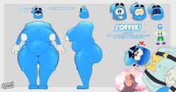 big_ass big_breasts blue_body candy_humanoid chubby chubby_female female floating_head gloves noodle_arms original_character reference_sheet renee_bacque_(starrytidez) soffee_(starrytidez) starrytidez thick_thighs toon toony white_nipples