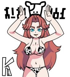 animated big_breasts bikini bikini_bottom bikini_top blue_eyes bouncing_breasts breast_jiggle breasts breasts_squeezed_together child_bearing_hips cow_print cow_print_bikini dancing female female_focus female_only gif hylian hylian_ears jiggle jiggling_breasts ktoon large_breasts light-skinned_female light_skin long_hair loop looping_animation malon nipple_bulge nipples nipples_visible_through_clothing ocarina_of_time pointy_ears red_hair scantily_clad skindentation solo solo_female solo_focus string_bikini the_legend_of_zelda thick_thighs thigh_gap thighs tiny_bikini wide_hips