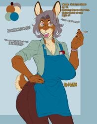 alternate_version_available anthro artist_name baker bunny bunny_ears bunny_girl character_profile cigarette clothed clothing dated dialogue duo_(artist) female female_only furry gilf gloria_lynne_bluarert information lagomorph married married_female married_woman rabbit rabbit_girl sagging_breasts saggy_breasts tagme uniform work_uniform