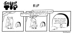 2boys anthro clothed clothing coat dialogue embrace english_text flowers fur furry furry_only gay grave graveyard hat humor male male/male male_only meme sad spedumon tail text tombstone top_to_bottom