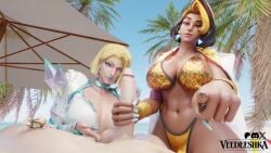 1boy 2girls 2girls1boy 3d abs animated balls balls_fondling beach beach_background big_breasts big_penis bikini black_hair blonde_female blonde_hair blue_eyes blue_lipstick blue_nails breasts chocolate_and_vanilla clothed_female_nude_male crossover dark-skinned_female dark_skin domina earrings edit edited emma_frost emma_frost_(marvel_rivals) erection female female_abs female_focus ffm_threesome gold_bikini handjob interracial large_breasts light-skinned_female light-skinned_male light_skin looking_at_viewer male male_pov marvel marvel_rivals mature_female navel no_sound nude nude_male overwatch overwatch_2 palm_tree penis pointing_at_viewer pov pov_eye_contact short-haired_female short_hair short_video shorter_than_30_seconds streaked_hair superheroine tagme thick_thighs thighs threesome veedeeshka video voluptuous voluptuous_female wide_hips x-men