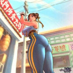 1girls 2d 2d_animation animated artist_name ass audio bouncing_breasts brown-haired_female brown_hair brown_hair_female chun-li close_up close_up_view clothed_female eyeshadow fit_female hairbuns kick licking_lips lipstick longer_than_10_seconds looking_at_viewer loop looping_animation mouth_close-up mouth_close_up music nipples_visible_through_clothing peace_sign posing shorter_than_20_seconds shorter_than_30_seconds showing_off solo_female sound spiked_wristband street_fighter tagme tongue video wristwear xulus