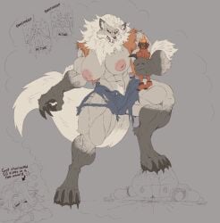 anthro big_breasts breasts canid canine canis claws clothing deadlock digital_drawing_(artwork) digital_media_(artwork) dream english_text female gameplay_mechanics human inverted_nipples jewish_mythology macro magic mammal muscular muscular_female mythological_canine mythological_creature mythological_golem mythology nipples paws signirsol silver_(deadlock) simple_background sleeping solo standing text torn_clothing valve valve_corporation werecanid werecanine werecreature werewolf wolf