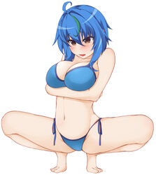 /// bangs barefoot bikini blue_bikini blue_hair blush breast_hold breasts brown_eyes cleavage crossed_arms feet female full_body green_hair groin hair_between_eyes high_school_dxd high_school_dxd_hero hinata_masaki large_breasts looking_at_viewer multicolored_hair navel open_mouth short_hair side-tie_bikini simple_background smooth_skin solo spread_legs squatting swimsuit thick_thighs tiptoes toes two_tone_hair white_background xenovia_quarta