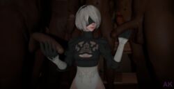 3d anonymous-kreep big_penis dark-skinned_male dark_skin female interracial male nier:_automata yorha_2b