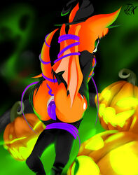 anal ass bottomless clothed clothing dust:_an_elysian_tail female fidget food forced fruit furry invalid_tag jarnqk legwear magic_user mammal nimbat pumpkin pussy restrained stockings tentacle vaginal_penetration video_games wet witch