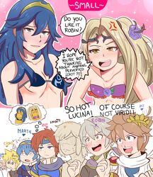 2girls absurdres armor bikini blonde_hair blue_hair breasts breath_of_the_wild cape cloud_strife corrin_(fire_emblem) corrin_(fire_emblem)_(male) crossover final_fantasy final_fantasy_vii fire_emblem fire_emblem:_mystery_of_the_emblem fire_emblem:_shadow_dragon_and_the_blade_of_light fire_emblem:_the_binding_blade fire_emblem_awakening fire_emblem_fates flat_chest flat_chested hairband headband highres jewelry karbuitt kid_icarus kid_icarus_uprising link long_hair lucina_(fire_emblem) marth_(fire_emblem) nintendo pit_(kid_icarus) plank_(ed_edd_n_eddy) pointy_ears ponytail robin_(fire_emblem) robin_(fire_emblem)_(male) roy_(fire_emblem) short_hair simple_background small_breasts smile super_smash_bros. swimsuit the_legend_of_zelda tiara tunic viridi white_hair