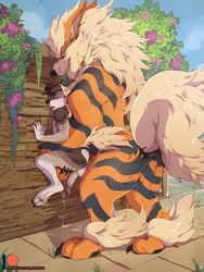 2boys anal anthro anthro_on_feral arcanine big_dom_small_sub big_feet blue_eyes blush canine duo feet feral flower fur furry gay interspecies knot large_ass larger_male male male_only mammal nintendo orange_fur original_character patto paws penis plant pokémon pokémon_(species) pokemon_rgby rape_face sex size_difference smaller_male text thick_thighs url video_games watermark wide_hips yaoi zoophilia