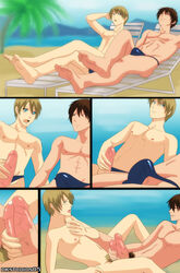 2boys balls_touching beach big_penis blonde_hair brown_hair comic deviantart dk_studios dkstudios05 erection erection_under_clothes eyes_closed frottage gay handjob holding_penis human leaning_back looking_pleasured male male_focus male_masturbation male_nipples male_only male_pubic_hair masturbating_self_and_another masturbation multiple_boys multiple_males mutual_handjob nude nude_male open_mouth orgasm_face outdoors penile_masturbation penis penis_out penis_size_difference penises_touching precum precum_bubble shirtless short_hair speed_lines spread_legs stroking stroking_cock stroking_penis swimsuit_aside swimsuit_removed sword_fight swordfight swordfighting uncensored veiny_penis yaoi