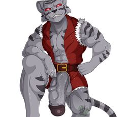 1boy 2018 abs anthro anthro_only balls ballsack biceps big_penis black_stripes blackbear byakko clothed clothing feline foreskin foreskin_folds fur grey_fur humanoid_penis intact male male_only mammal muscles muscular_male partially_clothed pecs penis penis_out red_eyes retracted_foreskin scrotum semi-erect shorts shoujo_senki_soul_eater solo stripes tail testicles thick_penis tiger uncut vein veiny_penis