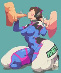 animated big_ass blizzard_entertainment breasts circumcised cleavage d.va double_handjob erection fellatio female gif handjob huge_ass huge_thighs large_breasts long_hair male multiple_boys nobuone oral overwatch partial_male penis small_breasts straight thick_thighs three-finger_handjob tight_clothing two-finger_handjob