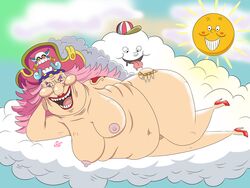 ass bbw breasts charlotte_linlin fat female female_only heels homie_(one_piece) momokarin01 older_female one_piece pink_hair pirate soru_soru_no_mi thirsty