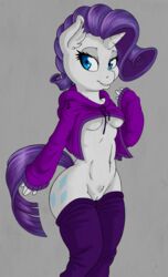 2018 anthro blue_eyes breasts cutie_mark dfectivedvice equine eyelashes female friendship_is_magic hair horn mammal my_little_pony purple_hair pussy rarity_(mlp) solo straight_hair unicorn