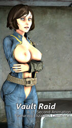 1girls 3d areolae ass belly belt bioshock bioshock_infinite blue_eyes bodysuit breasts_out brown_hair clothed crossed_arms crossover elizabeth_comstock fallout female female_only human large_breasts lipstick navel nipples partially_clothed pip-boy short_hair solo standing text tsarchasmsfm vault_101 vault_dweller vault_girl vault_suit watermark wide_hips zipper