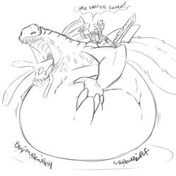 anthro balls belly big_balls big_belly blade bloated body_control capcom cock_transformation conjoined cum dialogue furry gurgle huge_balls hyper hyper_balls hyper_belly hyper_penis hyper_tail kirbutashi merging min monster monster_hunter penis penis_transformation sketch speech_bubble transformation video_games zamtrios