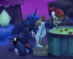 age_difference ambiguous_gender anal anthro apple apple_bobbing barefoot bent_over bite bobbing_for_apples bottomless clothed clothing food friendship_is_magic fruit gay halloween holidays hybrid_penis luna_eclipsed my_little_pony oral penis pipsqueak_(mlp) plantigrade precum princess_luna_(mlp) rimming rule_63 saliva scene_interpretation sex show_accurate_clothing size_difference smudge_proof soles toes