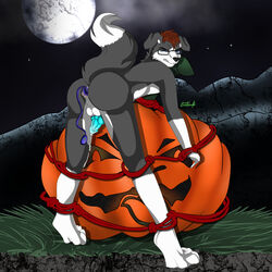 ass bondage bound clothing dainoth erection halloween holidays jaxxyfur male male_only penis sex_toy slots trick_or_treat vibrator ych