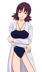 10s 1girls 2010 breasts brown_eyes cleavage curvaceous female female_only half-closed_eyes human human_only kamisuki large_breasts necklace nintendo pale-skinned_female pale_skin philena_ivy pokemon pokemon_professor pokemon_rgby purple_hair short_hair solo source_request