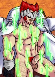 balls bara digimon facial_hair flaccid gankoomon hasout_b male male_only muscles muscular nude penis sitting solo solo_male