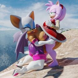 2girls 3d 3d_model amy_rose anthro balls barefoot beach breasts dickgirl erect feet full_body fur furry furry_only futa futa_on_female futanari high_heels intersex legs mobian mobian_(species) mobian_bat penis rouge_the_bat sega sonic_(series) sonic_adventure_2 sonic_the_hedgehog_(series) southerwigwam suits toes yuri