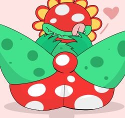 1boy 2d artist_request ass basic_background big_ass big_bulge big_butt big_lips_no_eyes bulge clothes clothing fangs flora_fauna heart hearts_around_head large large_mouth looking_at_viewer male male_focus male_only mario_(series) monster no_eyes no_genitals no_sex nonhuman petey_piranha plant plant_monster smile smiling smiling_at_viewer solo solo_male spotted_underwear spreading_legs sticking_out_tongue thick_thighs tongue underwear underwear_only