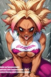 1boy abs ai-created ai_generated bare_shoulders black_eyes blonde_hair blush breasts caulifla cleavage clothed_female_nude_male clothing cowgirl_position crop_top dark-skinned_female dark_skin dragon_ball dragon_ball_super earrings english_text erection female hoop_earrings huge_breasts jewelry jousneystudio kale_(dragon_ball) kefla kefla_(dragon_ball) large_breasts looking_at_viewer male multicolored_hair muscle nakadashi navel nipples nude open_mouth overflow pants penis pink_hair potara_earrings pov saiyan saliva semen sex shirt solo_focus spread_legs straddling straight super_saiyan sweat tears teeth text thick_thighs thighs tongue torn_clothes vaginal_penetration