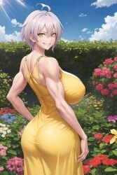 ai_generated big_ass dress huge_breasts manyuu_kagefusa short_hair white_skin