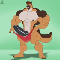 bodybuilder furry male male_only muscles muscular muscular_arms muscular_male pecs penis regnar testicles