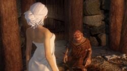 3d before_sex cavalorn13 ciri female light-skinned_female monster the_witcher_(series) the_witcher_3:_wild_hunt towel_only white_hair