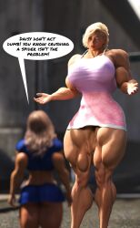 2girls 3d ass big_ass big_breasts breasts bust busty chest curvaceous curvy curvy_figure female female_focus giantess hips hourglass_figure huge_ass huge_breasts human large_ass large_breasts legs light-skinned_female light_skin macro macro_female mature mature_female muscles muscular muscular_female original original_character robolord slim_waist thick thick_hips thick_legs thick_thighs thighs voluptuous waist wide_hips