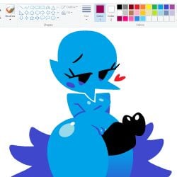 1:1 anthro anthro_focus ass avian beak big_butt big_penis bird black_glans black_penis blue_beak blue_body blue_breasts blue_feathers blue_wings breasts closed_eyes duo english_text eyelashes feathers female female_anthro female_focus genitals glans glistening glistening_breasts glistening_genitalia glistening_glans glistening_penis glistening_thighs heart_symbol huge_butt huge_thighs humanoid_genitalia humanoid_penis jjoyplus looking_pleasured male male/female ms_paint narrowed_eyes non-mammal_breasts open_mouth open_smile penis penis_between_thighs pussyjob red_heart sex simple_background smile solo_focus text thick_thighs twitter twitter_bird white_background wide_hipped_anthro wide_hipped_female wide_hips winged_arms wings