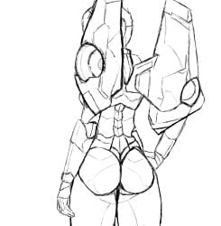 1girls arcee arcee_(flametoys) ass ass azzertyimages back_view flametoys robot robot_girl robot_humanoid sketch transformers