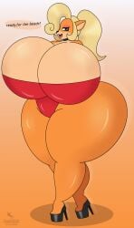 2024 aged_up anthro ass_bigger_than_head big_ass big_breasts blonde_female blonde_hair blonde_hair_female breasts_bigger_than_head bubble_butt choker coco_bandicoot crash_(series) dropedartist enormous_ass enormous_breasts furry furry_female furry_only green_eyes heels high_heels huge_ass huge_breasts large_ass looking_at_viewer makeup open_mouth self_upload smiling swimsuit text text_bubble thick thick_ass thick_legs thick_thighs yellow_hair