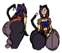 catgirl huge_ass kevemperor purple_hair tail thick_thighs xelbaxexilex