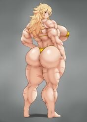 back_muscles bikini hazel_iic muscular_female original_character sideboob