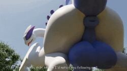1boy animated animation anus ass avian backsack balls ballsack big_anus big_ass big_balls big_butt blue_body butt dialogue donut_anus dragon equine_anus generation_2_pokemon gif huge_ass huge_balls huge_butt huge_testicles hyper hyper_balls kuroodod legendary_pokemon looking_at_viewer looking_back looking_back_at_viewer loop looping_animation lugia macro male male_only mythological_creature mythology nintendo outside perineum pokemon pokemon_(species) puffy_anus scalie seductive short_tail size_difference swaying talking_to_viewer testicles text white_body