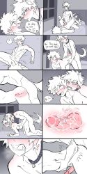 1:2 anal anal_sex animal_humanoid ass blush bodily_fluids canid canid_humanoid canine canine_humanoid collar comic dog_humanoid drooling duo fangs floppy_ears hi_res human humanoid internal izuku_midoriya katsuki_bakugou knot knotting licking male male/male mammal mammal_humanoid my_hero_academia neck_lick penetration penile penile_penetration penis_in_ass pretty_werewolf saliva tail tail_motion tailwag teeth tongue