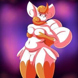 1boy 2_tails alternate_color anthro anthrofied balls belly big_belly big_ears breast_grab breasts chowdie chubby covering_nipples eyebrows feline flaccid furry girly half-closed_eyes holding_breast humanoid_penis large_ass leaking looking_at_viewer male mammal meowstic moobs multi_tail navel nekomata nintendo orange_fur orange_hair penis pink_eyes pokémon_(species) pokemon pokemon_(species) pokemon_xy pokemorph precum purple_background purple_eyes shy smile solo standing tail testicles thick_thighs trap video_games white_fur wide_hips
