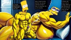 20th_century_fox aged_up ai_assisted ai_generated bart_simpson big_breasts cum_shot hair_blue male_focus marge_simpson muscular the_simpsons