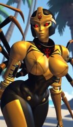 1robot_girl ai_generated beast_wars blackarachnia breasts erect_nipples nipples_visible_through_clothing red_eyes robot_humanoid roger1011 transformers