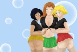 ass breasts cleavage clothed clothing color colored exposed_ass looking_at_viewer looking_down skirt totally_spies