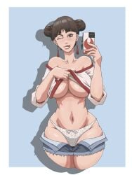 1girls :p bare_midriff bare_shoulders bare_thighs big_breasts blunt_bangs boruto:_naruto_next_generations breasts cellphone cleavage clothing cropped_legs curvaceous curvy curvy_body curvy_female curvy_figure double_bun earrings facing_viewer female female_only flashing flashing_breasts front_view high_resolution holding_object huge_ass konohagakure_symbol lifted_by_self looking_at_viewer mature mature_female midriff milf naruto naruto_(series) navel no_bra one_eye_closed open_clothes open_shorts panties pinup revealing_clothes selfie shirt shirt_lift shorts skimpy skimpy_clothes smile solo solo_focus sticking_out_tongue taking_picture taking_selfie teasing tenten thighs tongue tongue_out twin_buns unbuttoned_shorts underboob underwear upper_body wanderagro893 wide_hips wink