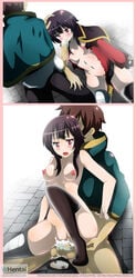 1boy 1girls cum_in_mouth cum_in_pussy cum_inside fellatio female kono_subarashii_sekai_ni_shukufuku_wo! male megumin oral satou_kazuma senyorpretty straight tears vaginal_penetration whentai