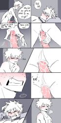 1:2 anal anal_sex animal_humanoid anus ass blush canid canid_humanoid canine canine_humanoid collar comic dog_humanoid duo english_text fangs frown growling hi_res human humanoid izuku_midoriya katsuki_bakugou male male/male mammal mammal_humanoid my_hero_academia penetration penile penile_penetration penis_in_ass pretty_werewolf pubes teeth text