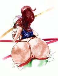 1girls anus ass back big_ass big_hair blush brown_hair clothes clothing colored dochyde eyelashes female female_only female_protagonist from_behind half-closed_eyes hat hilda_(pokemon) huge_ass human jacket large_ass long_hair looking_at_viewer looking_back nintendo pokemon pokemon_bw ponytail pussy shirt shorts shorts_down sketch solo sweat sweatband thick_thighs white_background wide_hips